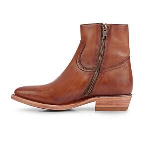 Frye Women's Billy Side-Zip Bootie, Caramel Size 5.5M